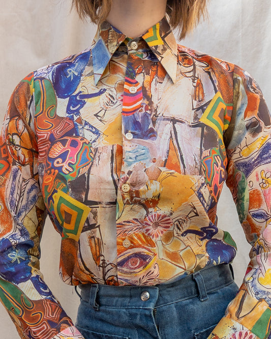 70s Psychedelic Collage Shirt