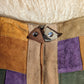 70s Colorful Patchwork Suede Mini Skirt