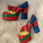 70s Color Block Leather Platform Shoes
