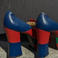 70s Color Block Leather Platform Shoes