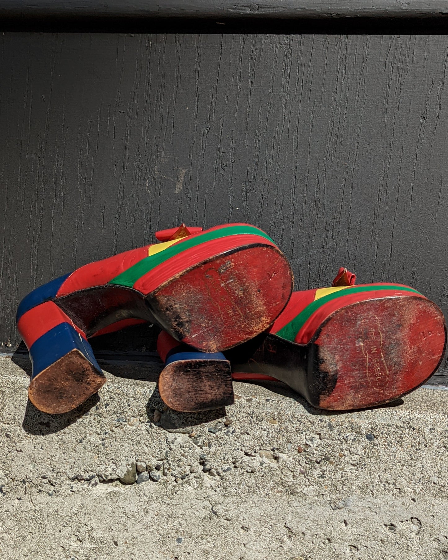 70s Color Block Leather Platform Shoes