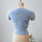 40s Cropped Fluffy Periwinkle Angora Sweater