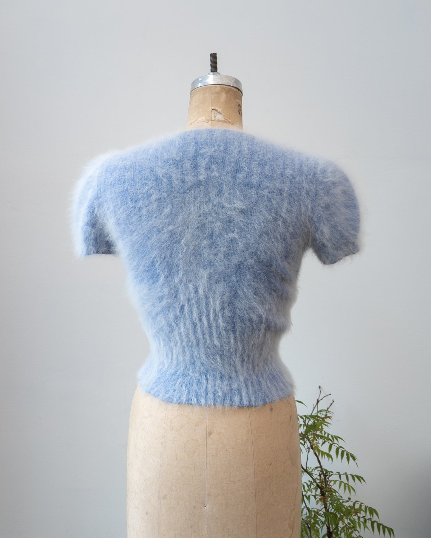 40s Cropped Fluffy Periwinkle Angora Sweater