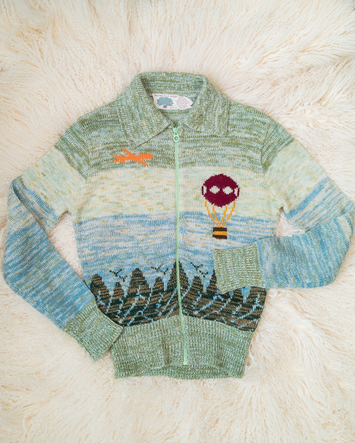 70s Arpeja Organically Grown Novelty Sweater Jacket