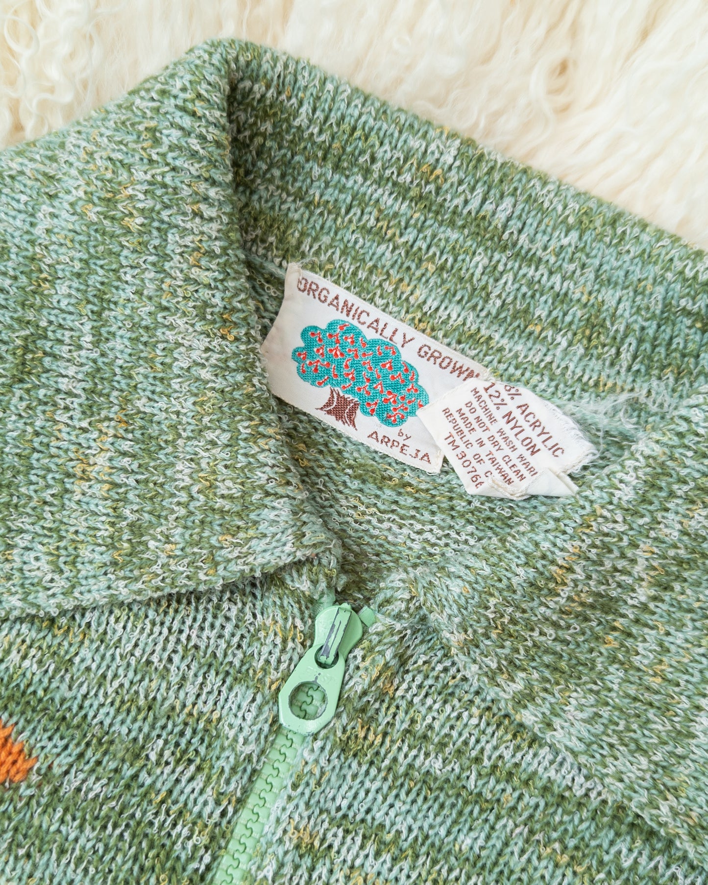 70s Arpeja Organically Grown Novelty Sweater Jacket