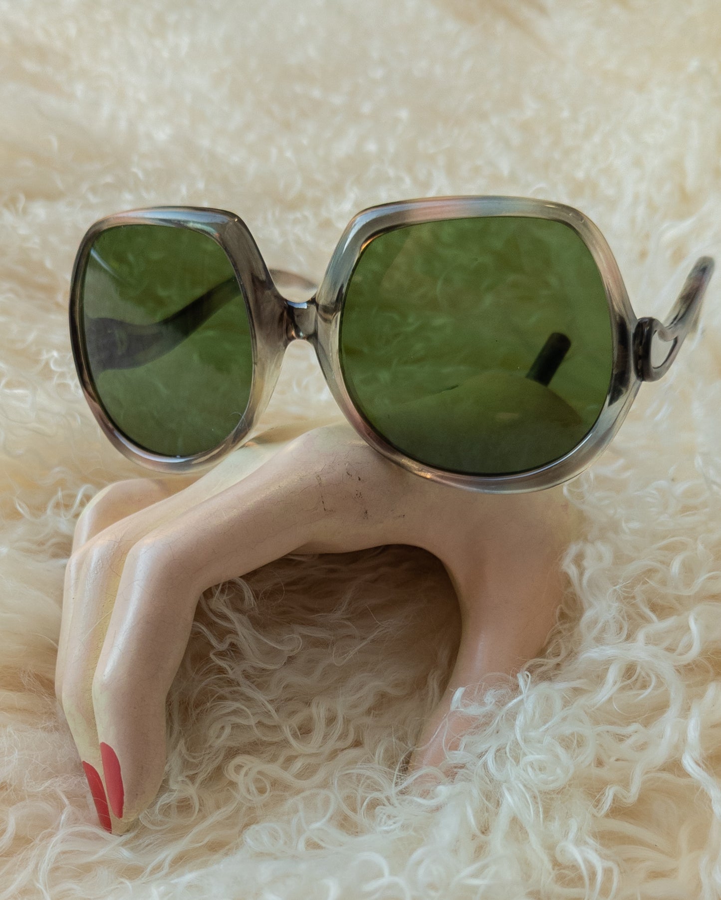 70s Oversized Clear Candy Stripe Sunglasses
