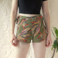 70s Tropical Print Wrap Shorts