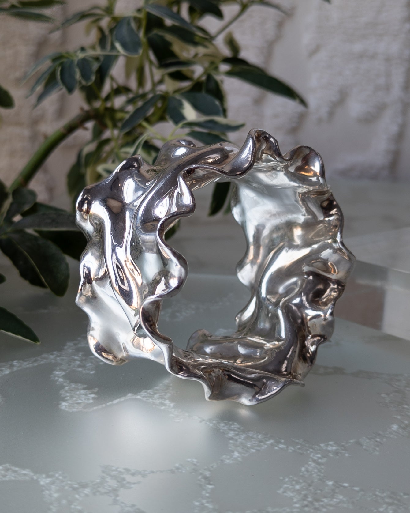 90s Bat Ami Sterling Plated Resin Cuff