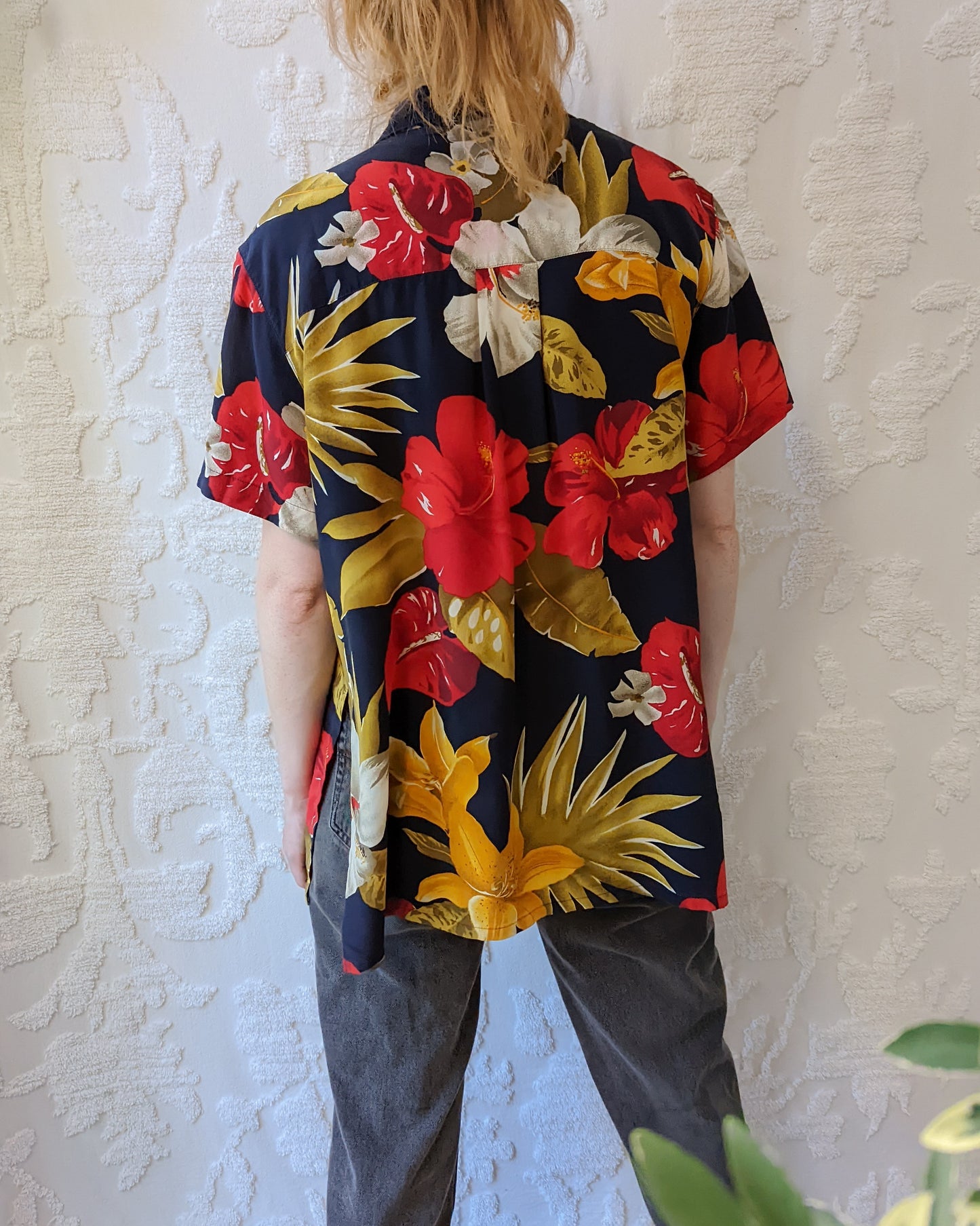 *90s Tropical Silk Shirt
