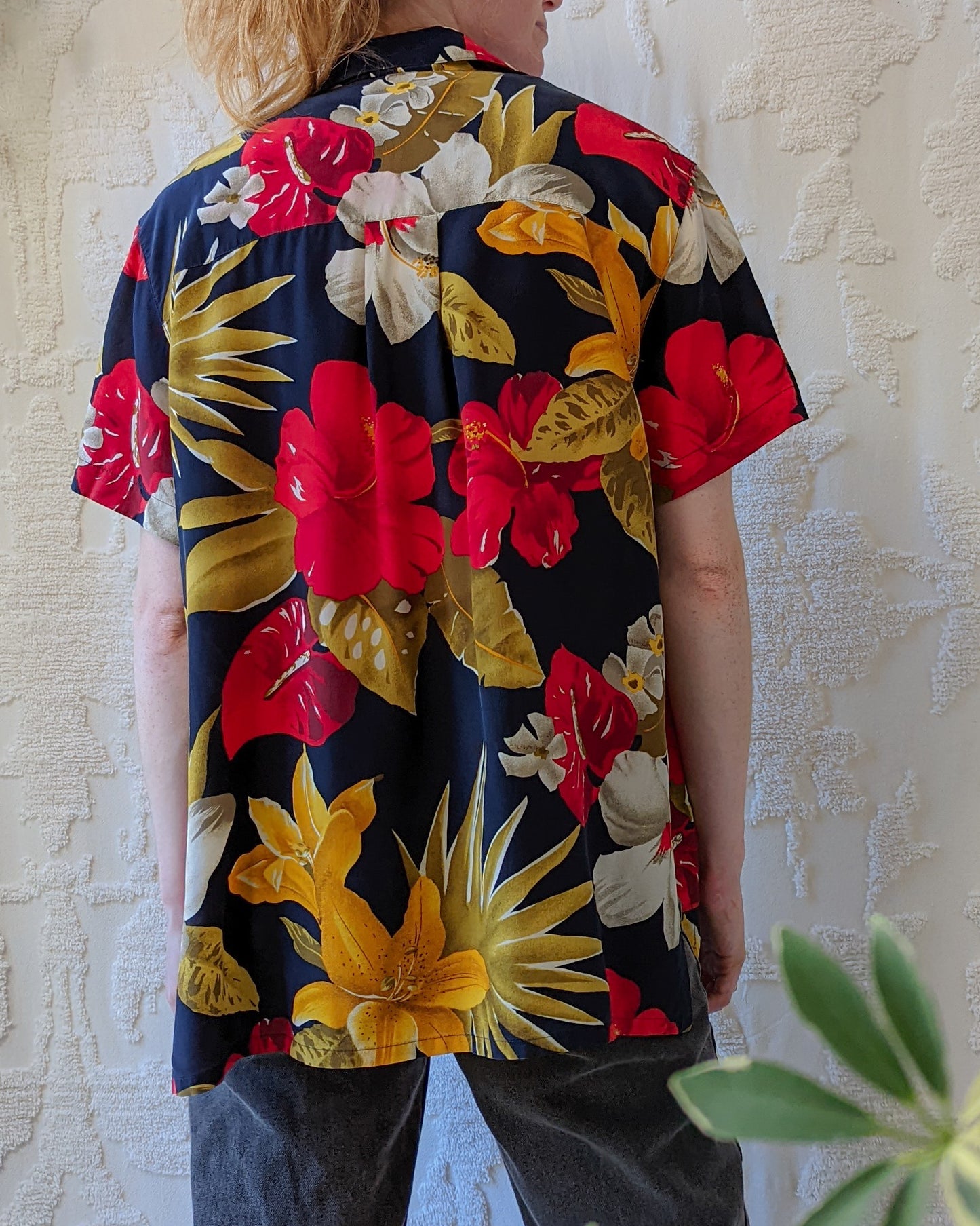 *90s Tropical Silk Shirt
