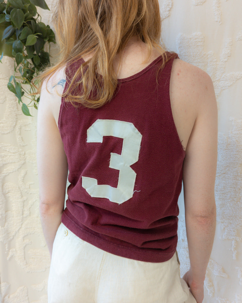 50s Maroon Russell Cotton Knit Athletic Tank