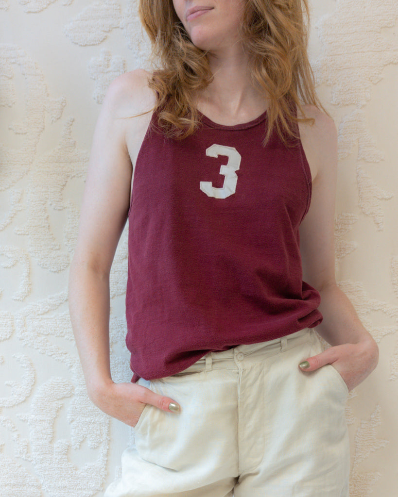 50s Maroon Russell Cotton Knit Athletic Tank