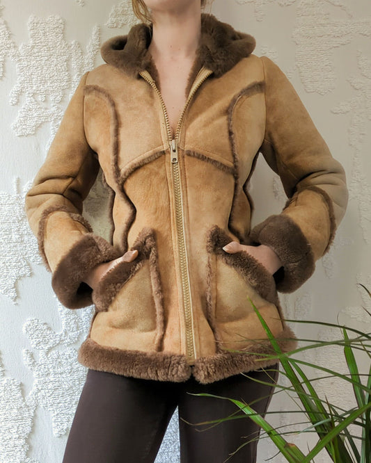 70s Shearling Hooded Jacket