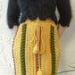 70s Autumnal Crochet Maxi Skirt / S-M