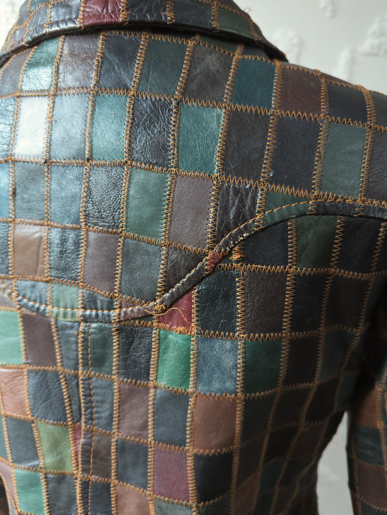 Mens patchwork leather jacket shop