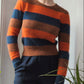 80s Angora Stripe Cropped Sweater / S