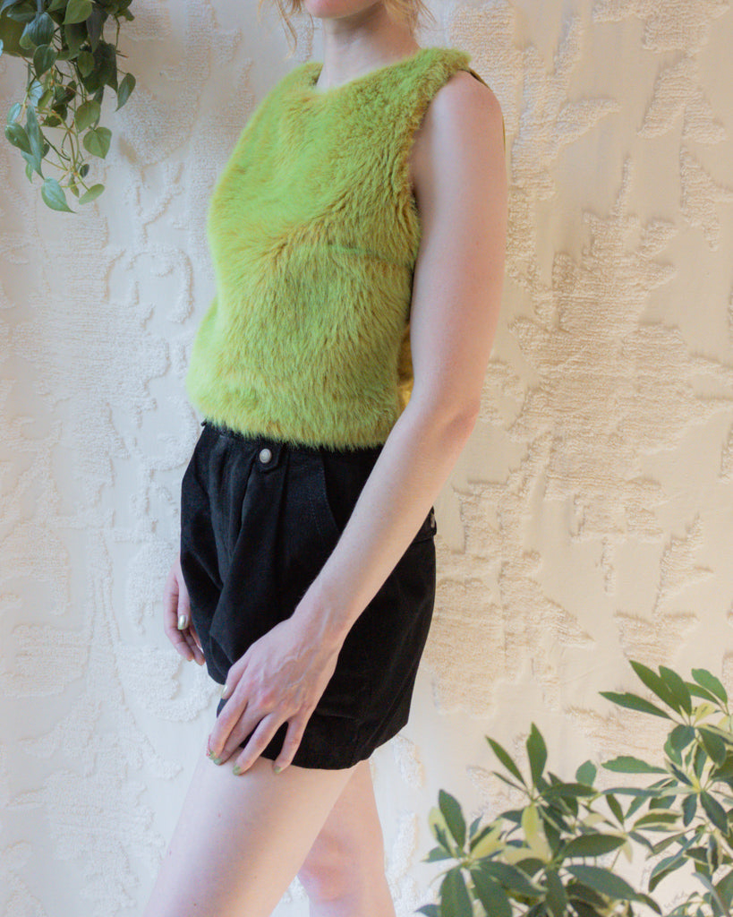 90s Faux Fur Clubwear Crop Top / S