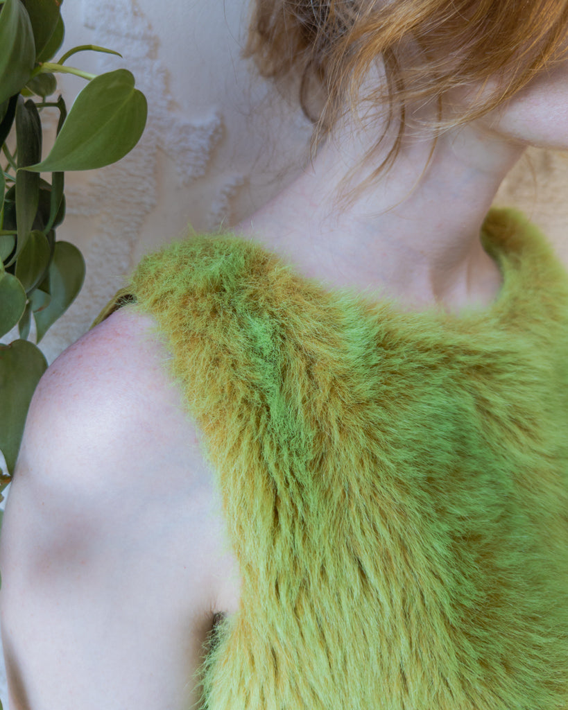 90s Faux Fur Clubwear Crop Top / S