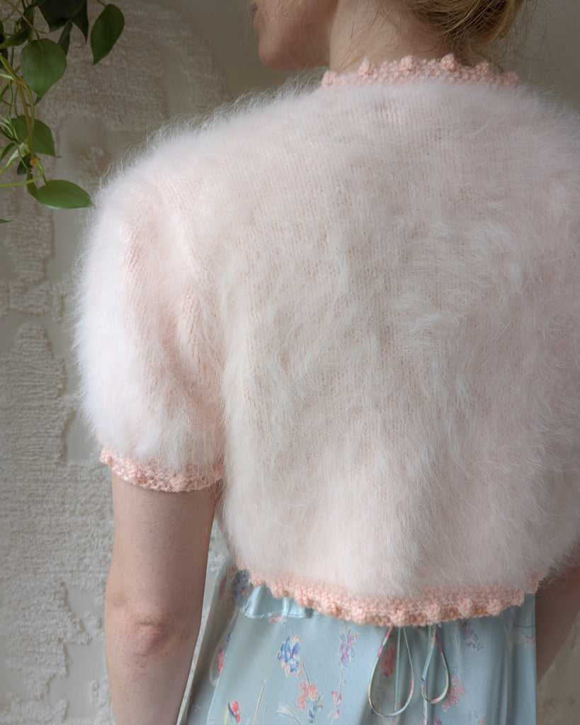 50s Fluffy Angora Crochet Trim Shrug