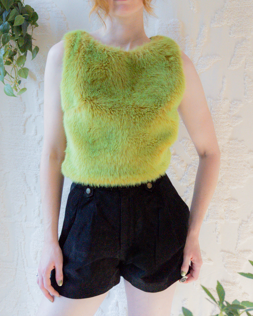 90s Faux Fur Clubwear Crop Top / S