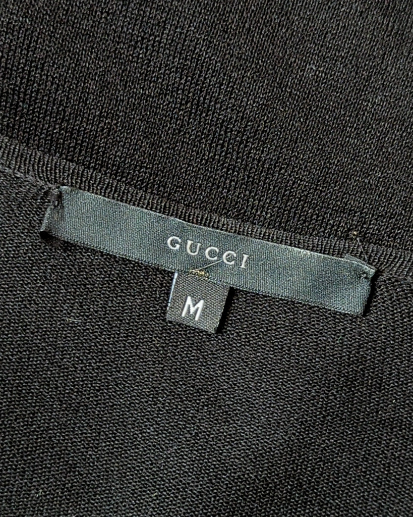 90s Gucci Silk & Leather Rosette Top