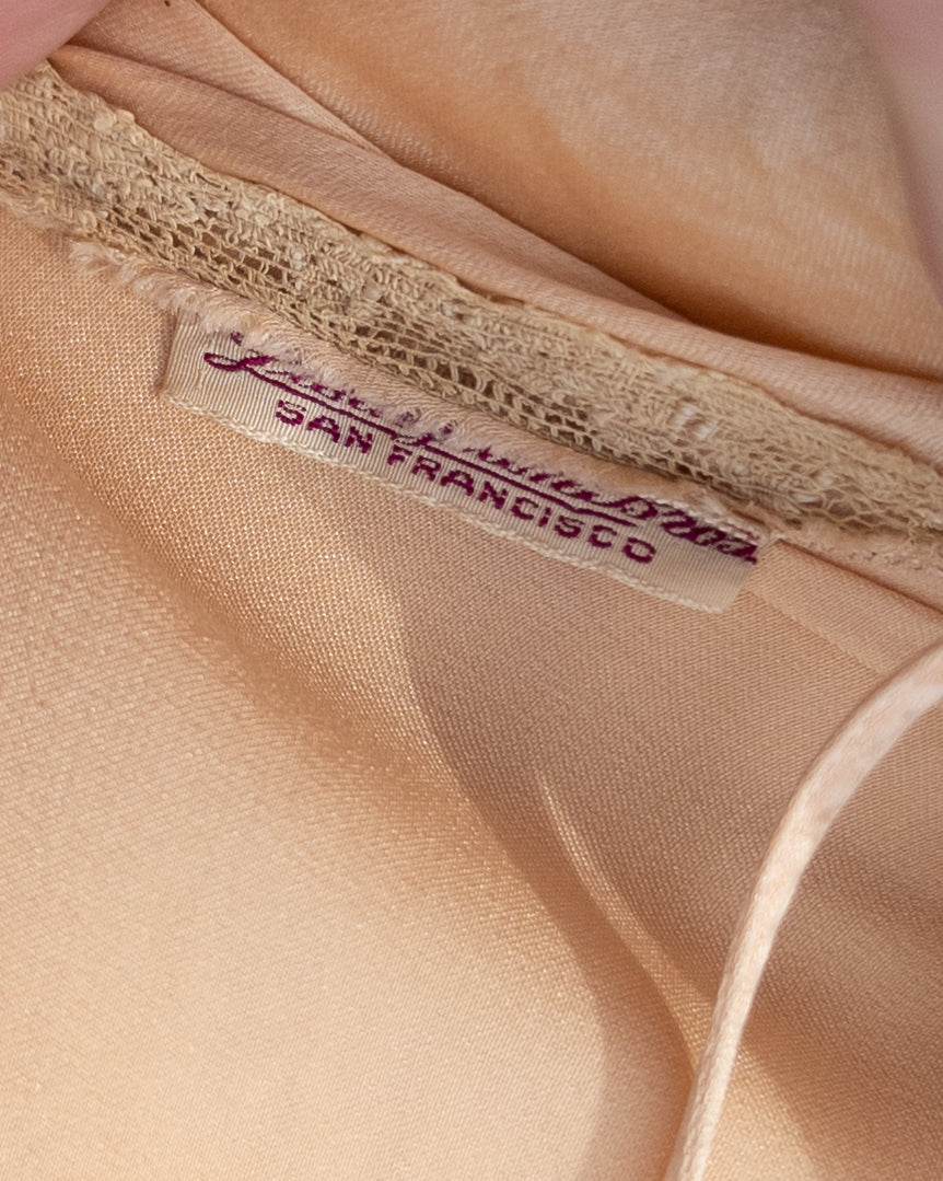 30s Liquid Peach Silk & Lace Step-in