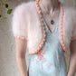 50s Fluffy Angora Crochet Trim Shrug