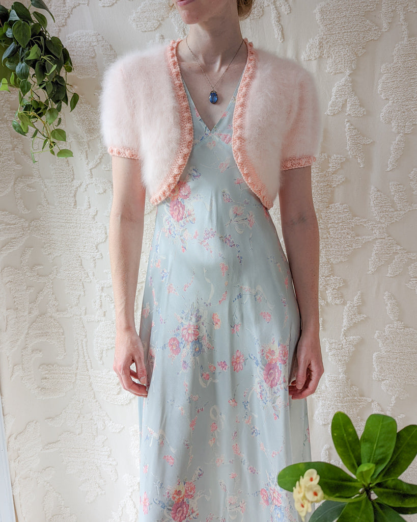 30s Floral Rayon Bias Cut Slip Dress
