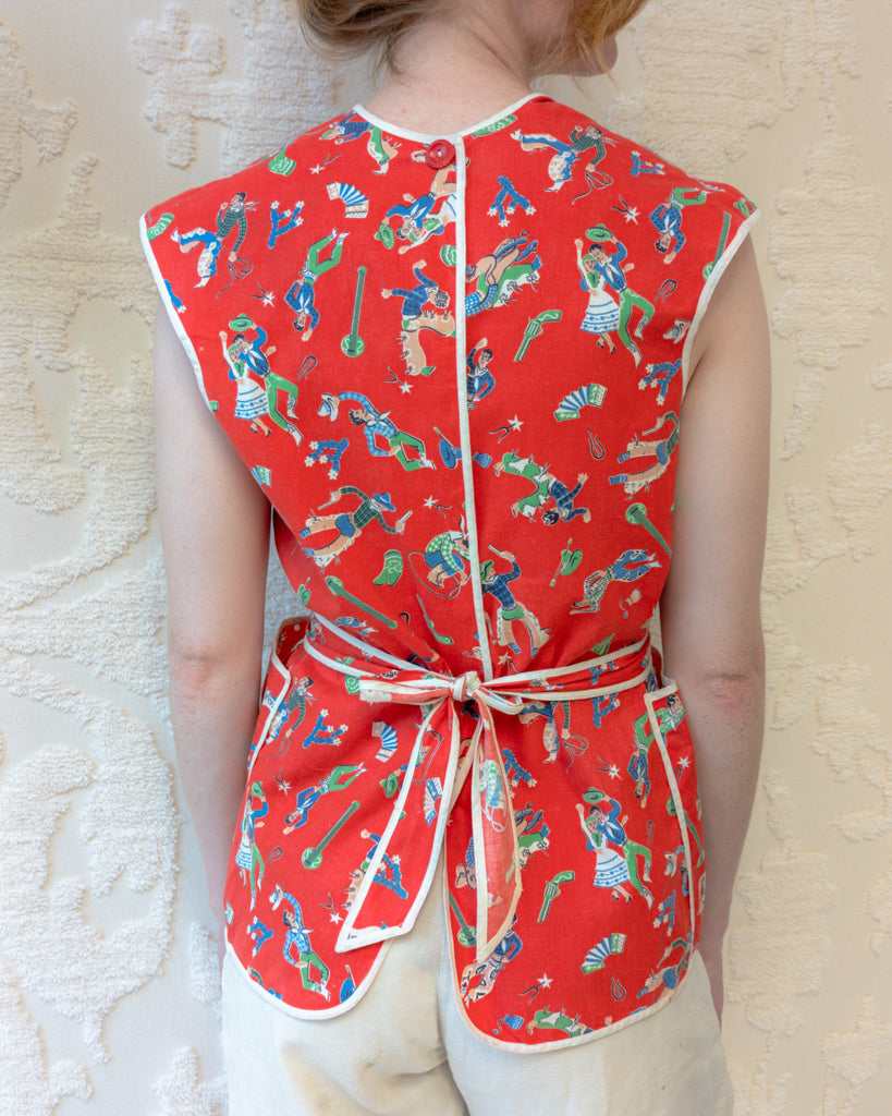 40s Novelty Print Smock Top