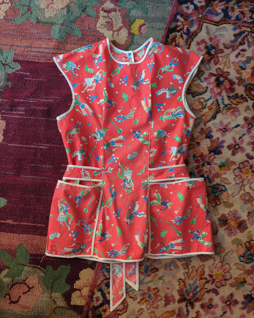 40s Novelty Print Smock Top