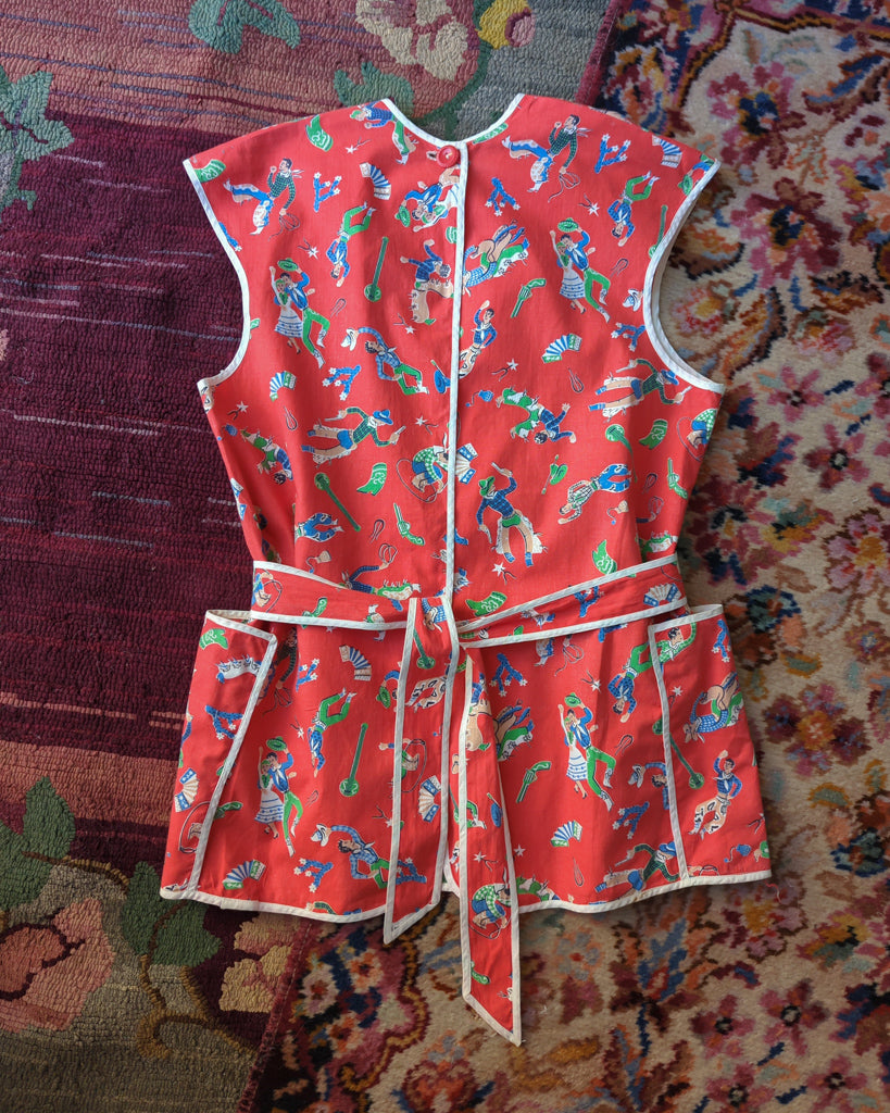 40s Novelty Print Smock Top