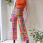 70s Textured Seersucker Cotton Bellbottoms