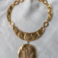 70s Hammered Gold Jade Chunk Statement Necklace
