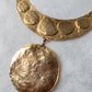 70s Hammered Gold Jade Chunk Statement Necklace