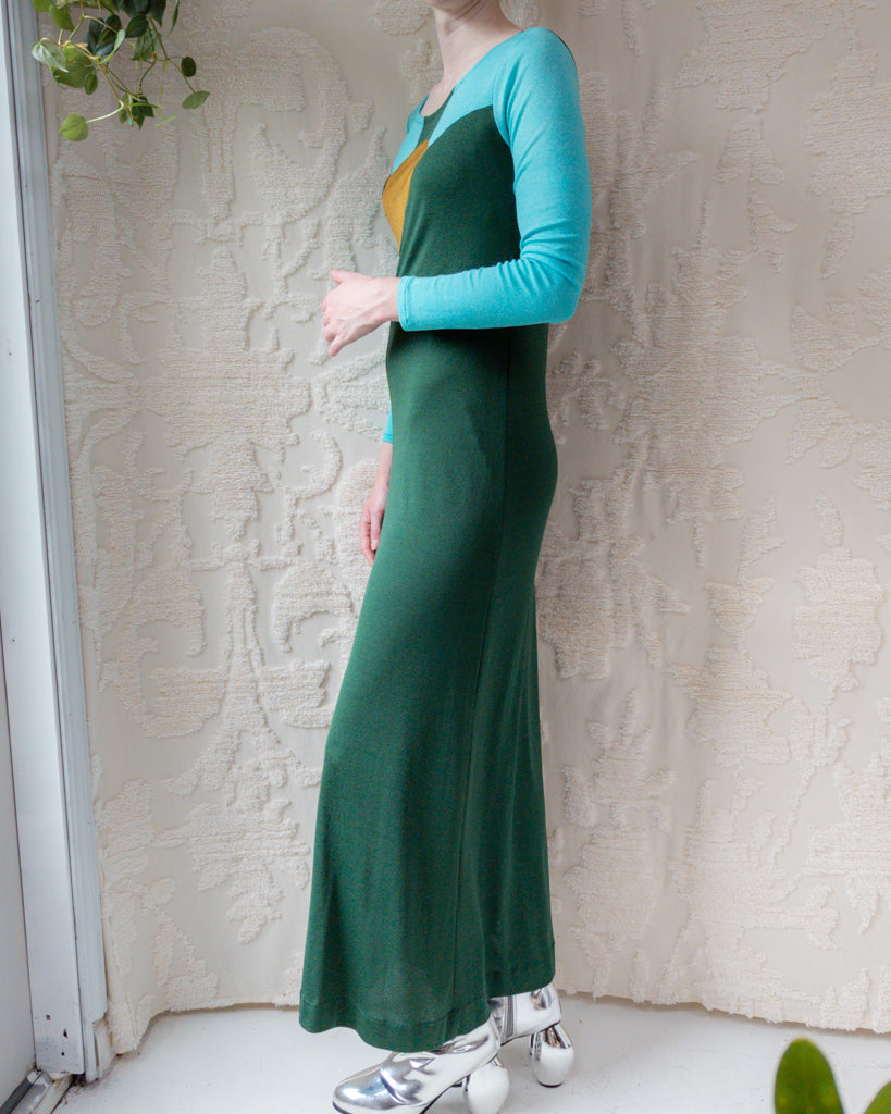 70s Sunshine Color Block Maxi Dress Neurotica Vintage