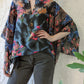 70s Colorful Mixed Print Scarf Top