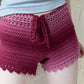 70s Raspberry Ombre Crochet Shorts